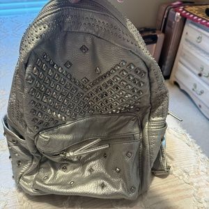 Women's Silver Studded Bookbag/Purse